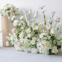 Witte bruiloft wanddecoratie bloemen zijden bloemen podium achtergrond lay-out simulatie buitenactiviteiten