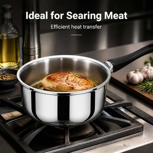 Ensemble de 3 casseroles classiques en acier inoxydable avec poignées en bakélite pour la cuisson, la soupe, le bouillon et le lait - Vente en gros - Product Image 5