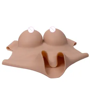 男女硅胶乳房形成逼真的硅胶高领颈人造乳房形成胸部板出售