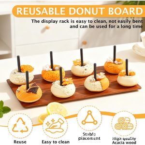 Estante de madera para donuts, estante de exhibición de postres duradero de un solo lado para fiestas, reuniones, almacenamiento de pan y bagels - Product Image 5