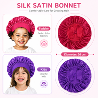 Bonnet de nuit en satin pour enfants avec large bande élastique, bonnet soyeux pour filles et garçons