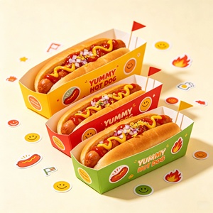 Eco Friendly Custom Hot Dog Paper <b>Boxes</b> Wholesale Bulk Disposable Kraft Food Boats Packaging for Snack Bar Food Truck - Product Image 5