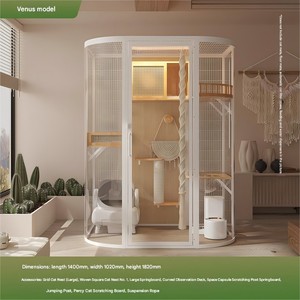 Kedi Villa kedi kafesi ekstra büyük lüks masif ağaç kapalı panoramik Pet camlı vitrin dolabı - Product Image 6