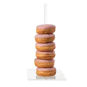 2024 soporte de donut de acrílico personalizado transparente estante de exhibición de postre de acrílico FDA para Celebración de fiesta de boda