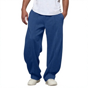 Pantalones de chándal de felpa tejida para hombre, OEM, al por mayor, holgados, de corte suelto, con cintura elástica, cordón y bolsillos, de pierna ancha - Product Image 5