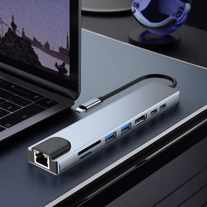Hub adaptor Multi-port USB Tipe C, Hub pengisian daya PD Multi-port 8-in-1 USB Tipe C Hub dengan 4K HDTV HDMI USB 3.0 SD - Product Image 5