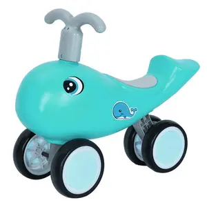 Fashion dolphin boy and girl baby portrait children's toy car cartoon four wheel twister car with music lights