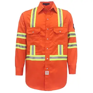 FRC clothing Flame Resistant HRC2 arc rated vest with FR reflective trim Men's Fire Retardant shirts