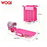 Chaise longue de bronzage extra large WOQI, chaise longue pliante avec auvent pare-soleil, trou pour le visage, rembourrée et réglable pour la plage en extérieur