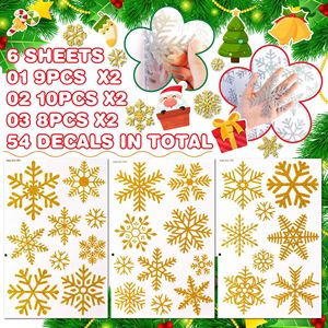 Lot de 6 autocollants décoratifs en PVC pour fenêtre et porte, motif flocon de neige Art Déco, pour Noël, fêtes et Nouvel An - Product Image 5