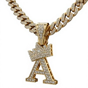 Orelia Iuxe Gold Plated Letter Shape Moissanite Pendant <b>Necklace</b> with <b>Custom</b> <b>Name</b> Hip Hop Style Chain for Women Anniversary - Product Image 2