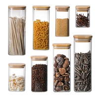 Ensemble de bocaux de conservation en verre borosilicate de haute qualité, design carré moderne, couvercle hermétique, écologique, 800-1000 ml, récipient alimentaire