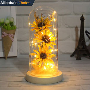 Flores de sol artificiais para decoração, fonte direta de fábrica, girassol seca de vidro, domo, decoração, dia dos namorados - Product Image 2