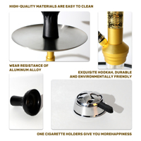 Set Hookah Gaya Arab Mewah Modern, Kaca Shesha, Aluminium Alloy, Finishing Cermin, Hookah Shisha Berlapis Pernis