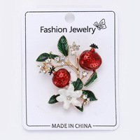 Aksesoris Pakaian Fashion Korea Jepang Bros Delima Berlapis Emas Enamel Wanita Bros Buah Berhias Berlian Imitasi Pin Bunga Dada