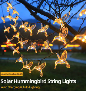 Guirlandes lumineuses solaires en forme de colibris pour la décoration de la maison et du jardin, fabrication en gros, OEM, imperméables, pour l'extérieur, <span class=keywords><strong>ambiance</strong></span> festive de la cour - Product Image 1