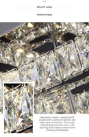 Nouveau style de lustre en acier inoxydable de luxe avec boule de cristal, lumière LED carrée, alimentation AC, lampes de plafond modernes pour salon