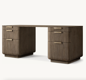 Muebles de oficina sasánida Diseño contemporáneo Escritorio Ciro hecho a mano de abeto europeo cepillado con alambre - Product Image 2