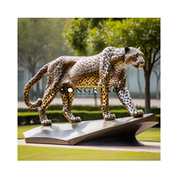 Urben Decor Sculpture de léopard en métal personnalisable Statue de léopard debout avec fonte dans la taille souhaitée