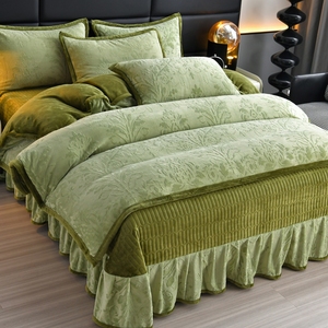 Set Copriletto Quattro Pezzi <span class=keywords><strong>in</strong></span> Velluto Intagliato 600TC con Motivi Floreali per Casa e Hotel - Product Image 3