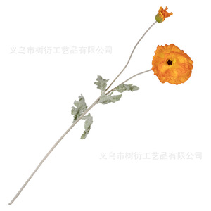 Grande fleur artificielle de pavot floqué en soie réaliste pour décoration de mariage et de maison - Product Image 2