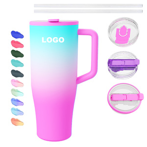 Stainless Steel Insulated Tumbler 40oz With Handle Dual Drink Straw Lid Travel Mug For Car Outdoor Use - Product Image 2