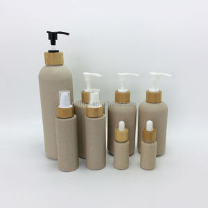 Bouteille de gel douche biodégradable en paille de blé naturelle et respectueuse de l'environnement 13oz 17oz Bouteille d'huile capillaire Sérigraphie. - Product Image 2