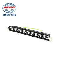 Panel Patch Kosong 19 Inch 1U Hitam RJ45 12/24-Port untuk Distribusi Jaringan Kabel Cat5/Cat5E/Cat6