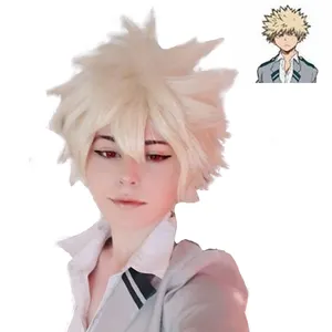 Парик моя геройская Академия Bakugou Katsuki из аниме косплей короткий парик блонд