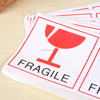 Etiquetas Adhesivas de Advertencia para Envíos, Resistentes al Agua y a Desgarros, de Vinilo Frágil, en Rollo, para Paquetes, Tamaños Personalizables, en Stock
