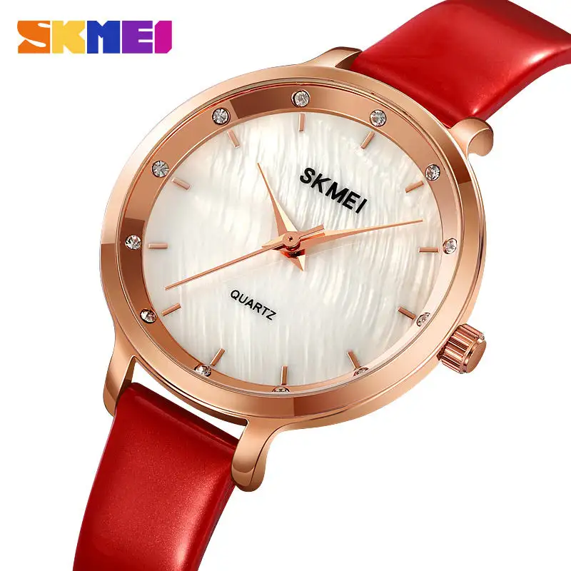 Skmei 2170 elegant Chinese women quartz watch low cost Genuine Leather band Waterproof Simple storage Casual watch company