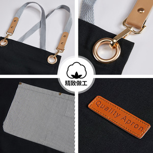 Delantales de lona rojos de talla única, ropa de trabajo impermeable de poliéster para restaurantes, cafeterías, tiendas de té con leche - Product Image 2