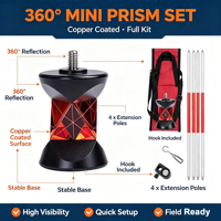 Kit d'accessoires de mesure pour station totale : Mini-prisme omnidirectionnel 360° à suivi automatique pour instrument de topographie