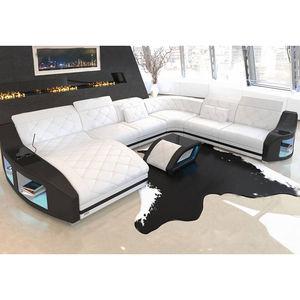 Italian Modern Style <strong>Corner</strong> <strong>Sofa</strong> <strong>Lounge</strong> Cheap Living Room Leisure Modular Leather <strong>Sofa</strong> for Hotel - Product Image 1