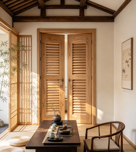 Paneles de Puerta Interiores de Madera Maciza con Rejillas, Diseño Minimalista, Apertura Lateral, Resistentes al Agua, 1 Año de Garantía - Product Image 5