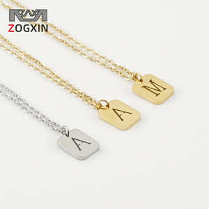 ZOGXIN Letter Necklace Gold Silver Stainless Steel Pendant Alphabet Charm For Women Everyday Wear - Product Image 1