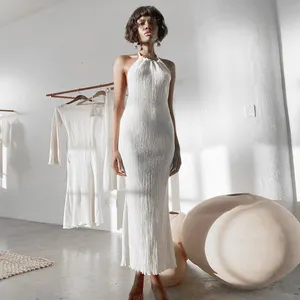 Шикарное модное 2023 элегантное Шифоновое Платье макси с разрезом и открытой спиной для женщин
