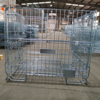 Conteneur de palette en treillis métallique galvanisé en acier pour entrepôt, semi-pliable et empilable, pour bouteilles de vin