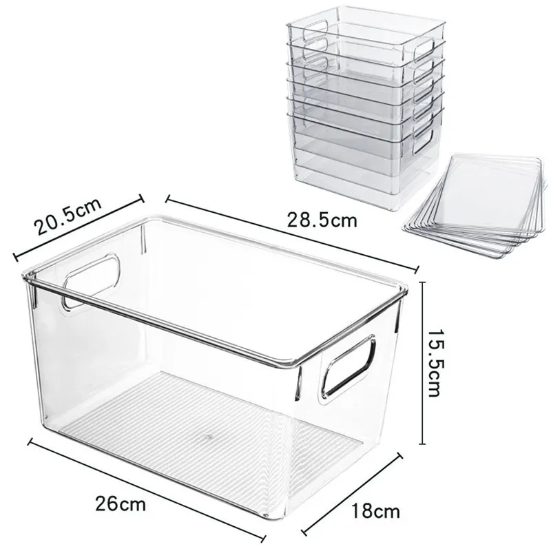 冷蔵庫収納ボックスデスクトップPET大型フードオーガナイザー透明長方形クリスパープラスチック収納ボックス