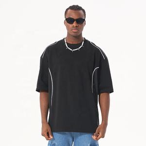 High Quality Mesh Splice Reflective Running Sports T <b>Shirt</b> Custom <b>Patchwork</b> Arc Cut Contrast Men Tshirt - Product Image 1