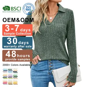 Custom Logo Winter New Knit Cotton Wool Fleece Sitroen Female Pull Over Heavy V Neck Long Sleeve Cable Women Sweater Set Jumper