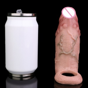 Realistic Hollow Penis Sleeve Cock Enlargement for Men Silicone Cock Ring Extender Adult Couples Sex Toys - Product Image 6