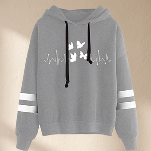 Sudadera con Capucha para Mujer, Gris, Ecológica, 100% Algodón, Corte Holgado Informal, Estilo Urbano, Manga Larga, para Otoño e Invierno - Product Image 4