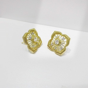 Custom plata 925 silver Heart Shape 22k Gold Plated Drop <b>Earring</b> trendy Matte zircon Women minimalist bridal women <b>stud</b> <b>earrings</b> - Product Image 5