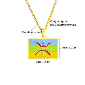 Afrique Berbères Symbole Drapeau Pendentif Collier Acier Inoxydable Couleur Or Lettre <span class=keywords><strong>Amazigh</strong></span> Ethnique Amulette Chaîne Colliers <span class=keywords><strong>Bijoux</strong></span> - Product Image 6