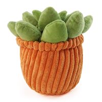 Jouet en peluche pour chien en forme de plante succulente en pot, adorable jouet à mâcher interactif couineur à rayures orange pour petits et moyens chiens, 6 pouces
