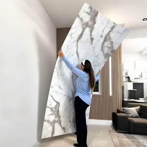 Panneaux muraux veinés naturels haut de gamme Matériau en <span class=keywords><strong>PVC</strong></span> ornemental non dangereux <span class=keywords><strong>à</strong></span> texture réaliste Feuille de marbre faux UV personnalisable - Product Image 6