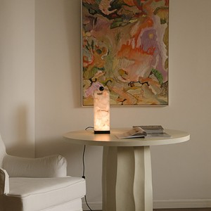 Lampe de table en marbre naturel, Source de lumière LED, Base d'ampoule E27, contrôle par interrupteur, pour salon, bureau, chambre à coucher, Design minimaliste - Product Image 2