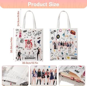 Bolsas de mano con estampado personalizado, bolso de lona con estampado de <span class=keywords><strong>cantante</strong></span>, para niñas, cantantes, mercancía, regalos para amantes de la música - Product Image 5