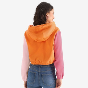 เสื้อฮู้ดผ้าฝ้ายทรงสลิมฟิตมีสีพื้นแห้งเร็วเสื้อครอป - Product Image 5